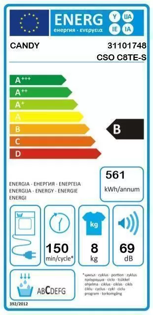 CANDY CSO C8TE-S Mašina za sušenje veša - Слика 2